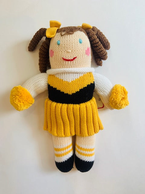 Gold Cheerleader & Football Player Doll & Rattle